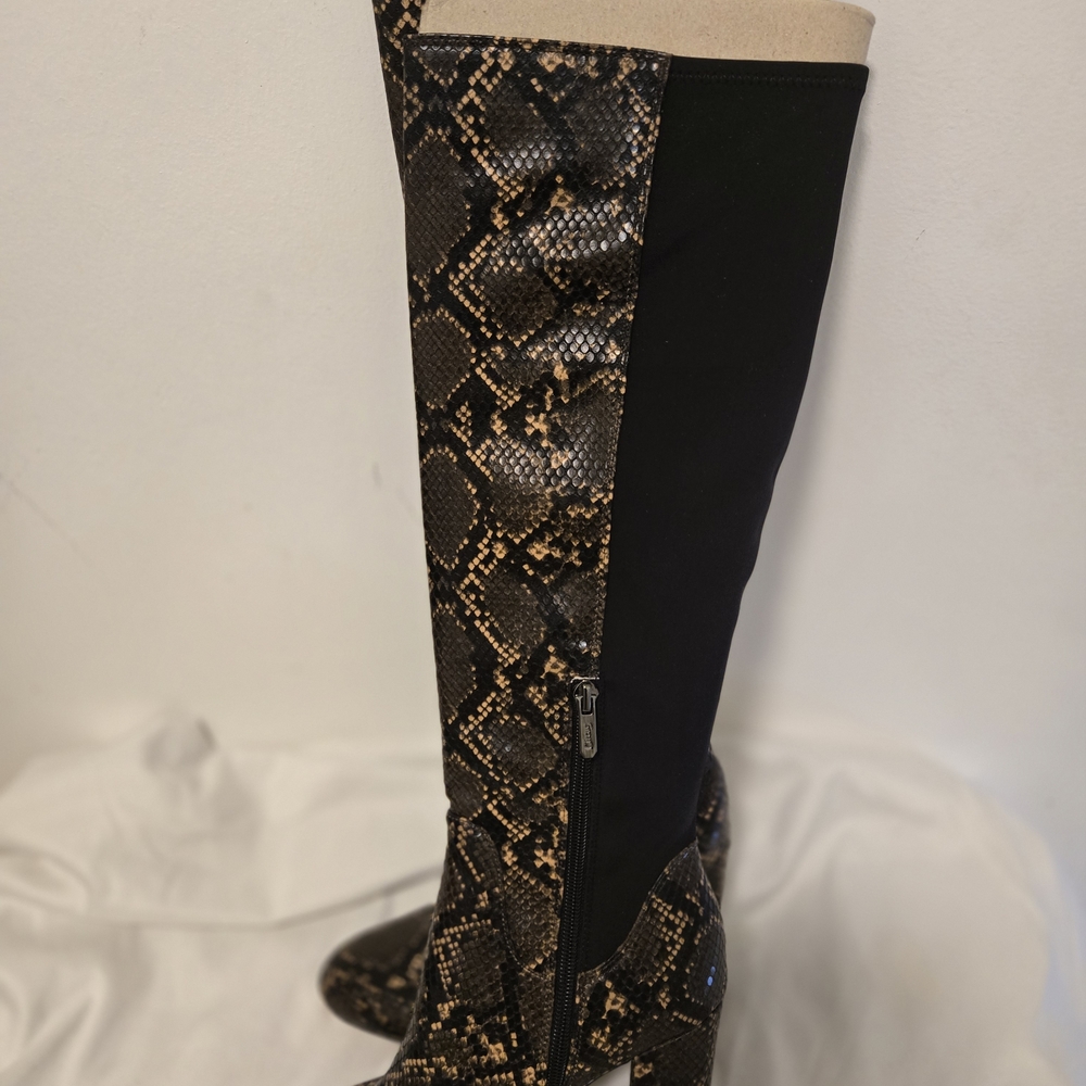Snakeskin Pattern Knee-High Boots